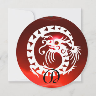 INVITATION DRAGON ROUGE RUBIS GEMME PIERRE MONOGRAMME SERPENT