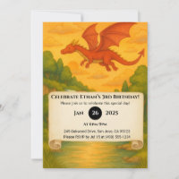 Dragon Rouge Volant Au-Dessus d'Anniversaire de la