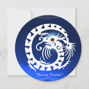 INVITATION DRAGON SERPENT BLANC SAPPHIRE BLEU PIERRE GEMME