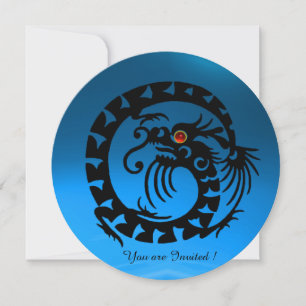 INVITATION DRAGON SERPENT NOIR PIERRE GEMME SAPPHIR BLEU