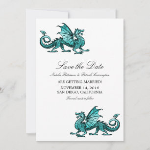 Invitation Dragon turquoise Enregistrer l'Invitation de date