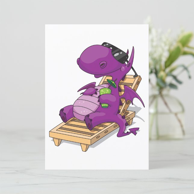 Invitation Dragon Violet se détendant sur Chaise Longue (Créateur téléchargé)