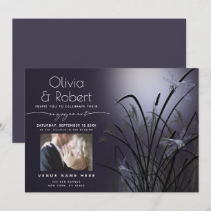 Invitation Dragonfly Dusty Plum Glow Fiançailles Lune