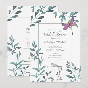 Invitation Dragonfly Garden Green sur la Fête des mariées bla