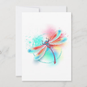 Invitation Dragonfly rouge sur l'arrière - plan aquarelle