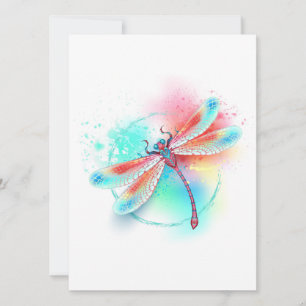 Invitation Dragonfly rouge sur l'arrière - plan aquarelle