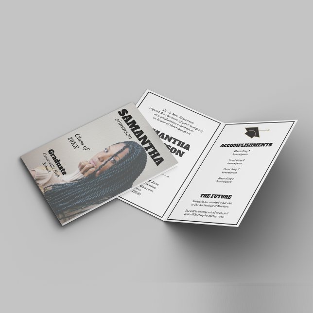 Invitation Dramatic Magazine Style Graduation Party (Créateur téléchargé)