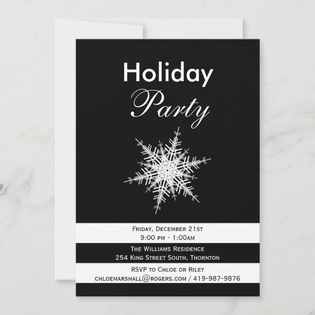 Invitation Dramatique Black & White Holiday Party (Devant)