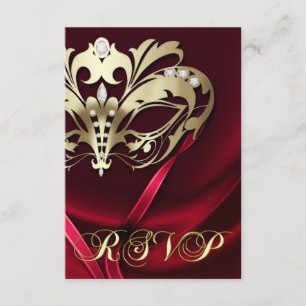 Invitation Dramatique Masquerade Rouge RSVP