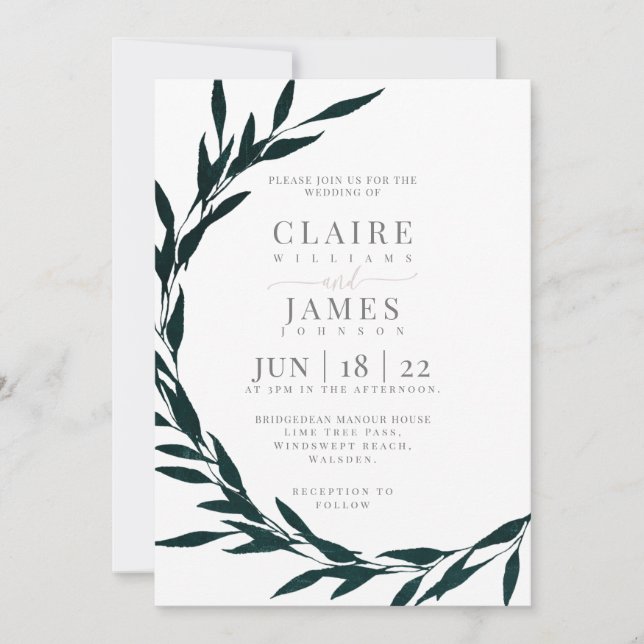 Invitation Drame de rêve Feuille classique EMERALD GREEN, Inv (Devant)