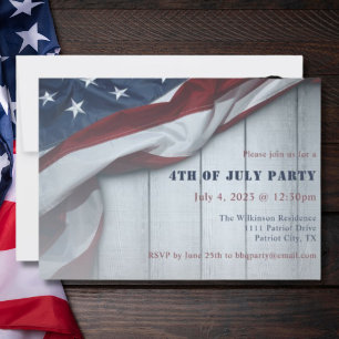 Invitation Drapeau 4 juillet Parti Rustic Stars et Stripes