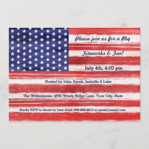 Invitation Drapeau 4 juillet USA Patriotic Art Stars & Stripe