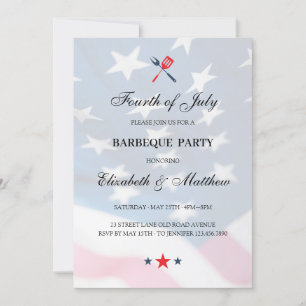 Invitation Drapeau américain 4 juillet barbecue patriotique