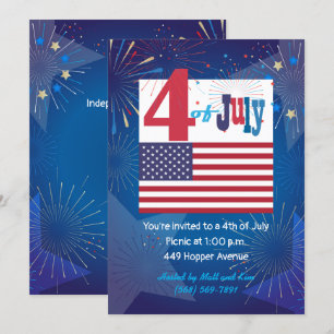 Invitation Drapeau américain 4 juillet personnalisation
