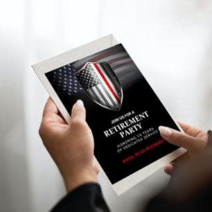 Invitation Drapeau américain Bouclier mince de ligne rouge