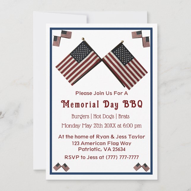 Invitation Drapeau américain commémoratif (Devant)