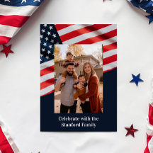 Drapeau américain du 4 juillet avec photo de famil