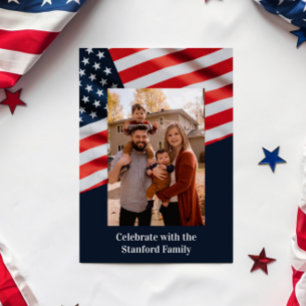 Invitation Drapeau américain du 4 juillet avec photo de famil