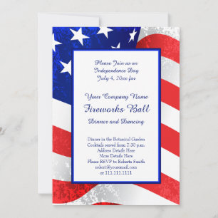 Invitation Drapeau américain du patriote Juillet 4 Inviations