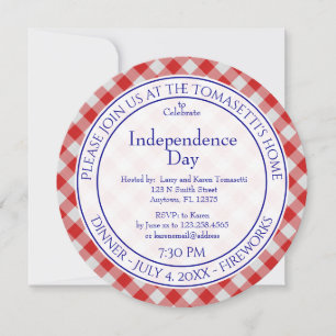 Invitation Drapeau Américain Fête de l'Indépendance Rouge, Bl