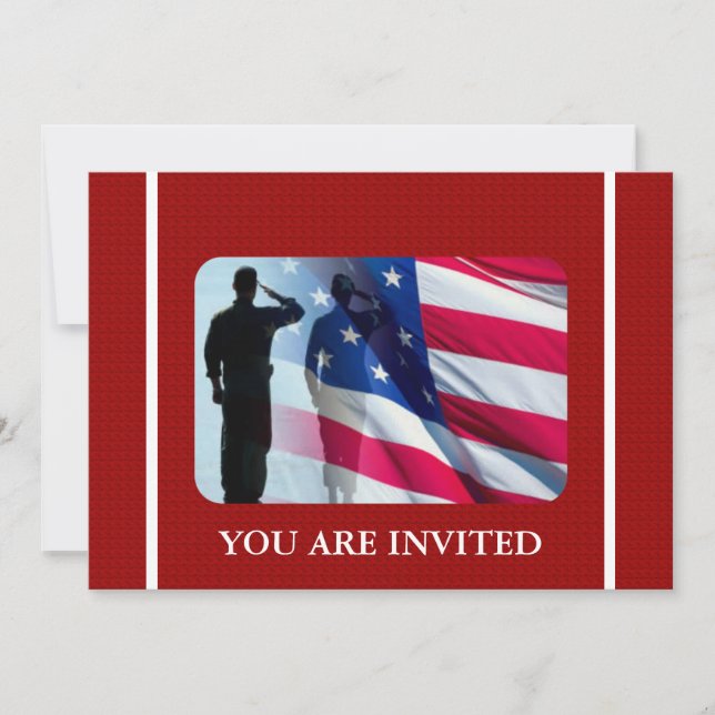 Invitation Drapeau américain patriotique avec le soldat de (Devant)