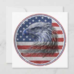 Invitation Drapeau américain vintage en détresse Aigle