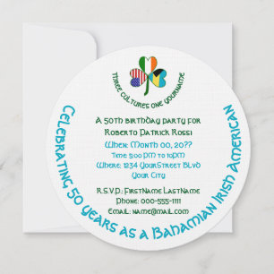 Invitation Drapeau américano-irlandais bahamien Shamrock Anni