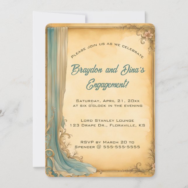 Invitation Drapeau bleu éditable et fleurs (Devant)