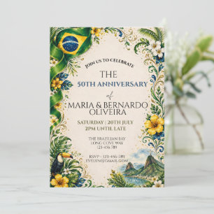 Invitation Drapeau brésilien Rio de Janeiro Floral Vintage