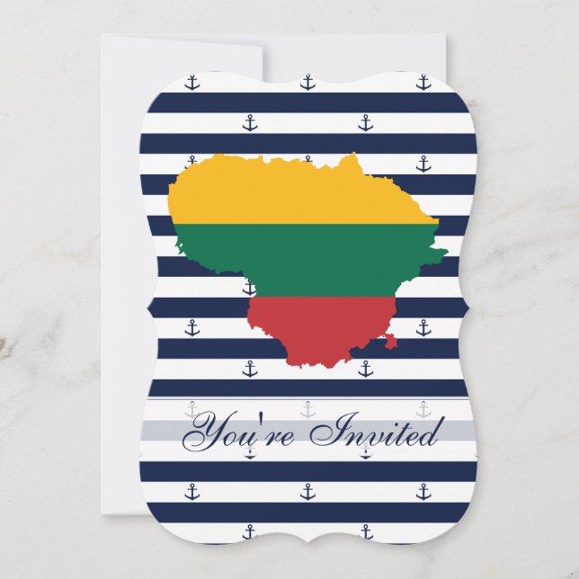 Invitation Drapeau/carte de la Lithuanie sur l'arrière - plan (Devant)