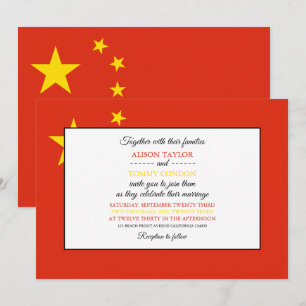 Invitation Drapeau chinois, drapeau de la Chine Mariage