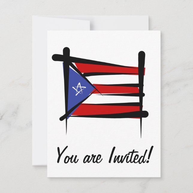 Invitation Drapeau de brosse de Porto Rico (Devant)