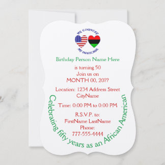 Invitation Drapeau de la diaspora africaine USA Cœur Pays Pat