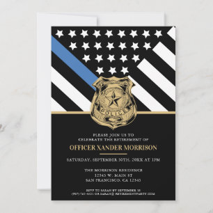 Invitation Drapeau de la ligne bleue de la retraite de la pol