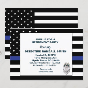 Invitation Drapeau de la ligne bleue du poste de police