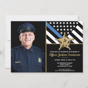 Invitation Drapeau de la ligne bleue mince de la police Photo