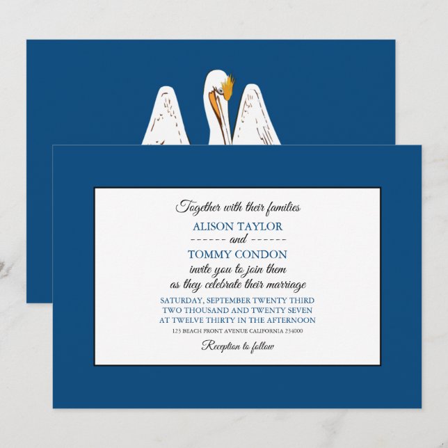 Invitation Drapeau de Louisiane, Drapeau de Louisiane Mariage (Devant / Derrière)