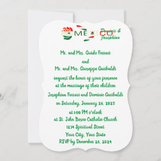 Invitation Drapeau de rose mexicain Mariage personnalisé