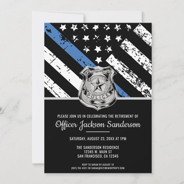 Invitation Drapeau du département de la police de la loi sur  (Devant)