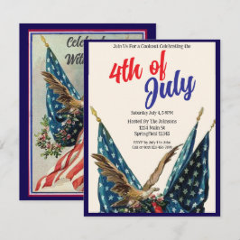 Invitation Drapeau et aigle Patriotique 4 juillet Cookout Par
