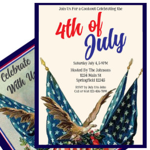 Invitation Drapeau et aigle Patriotique 4 juillet Cookout Par