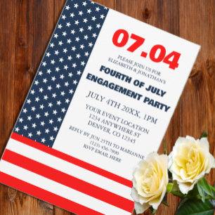 Invitation Drapeau Étoiles et rayures 4 juillet Partie d'enga