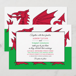 Invitation Drapeau gallois, Drapeau du Pays de Galles Mariage
