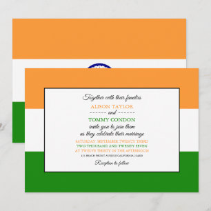 Invitation Drapeau indien, Drapeau indien Mariage