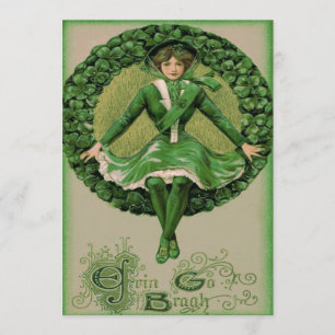 Invitation Drapeau irlando-américain Harpe d'Érin Shamrock