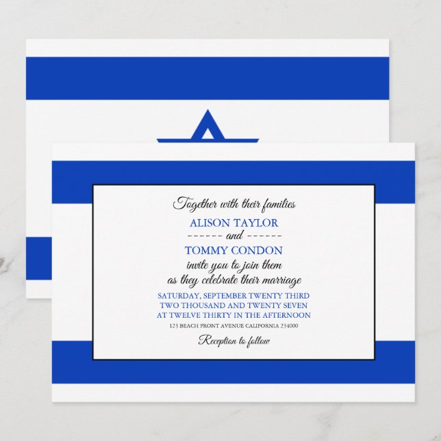 Invitation Drapeau israélien, Drapeau d'Israël Mariage (Devant / Derrière)