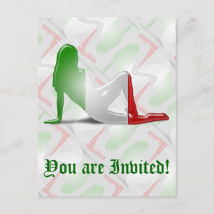 Invitation Drapeau italien de silhouette de fille