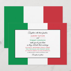 Invitation Drapeau italien, Drapeau italien Mariage