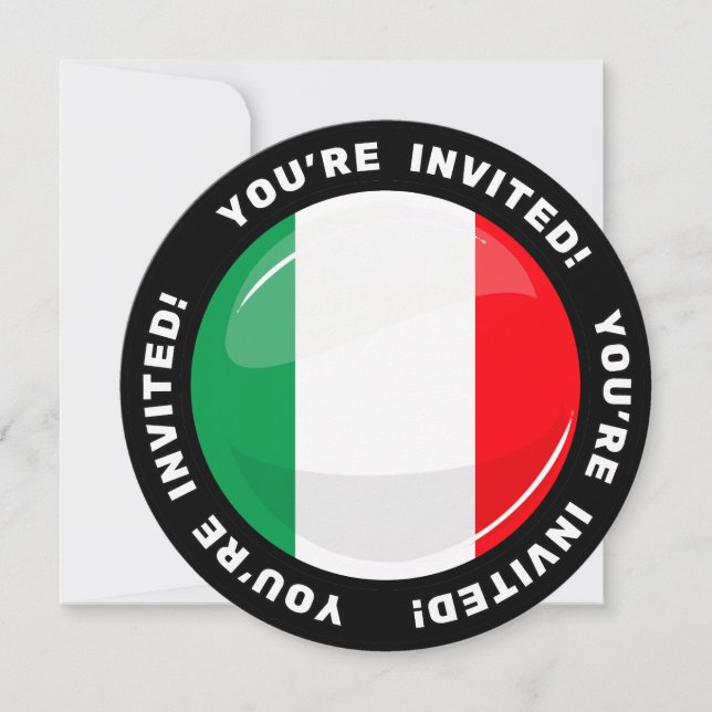Invitation Drapeau italien rond brillant (Devant)