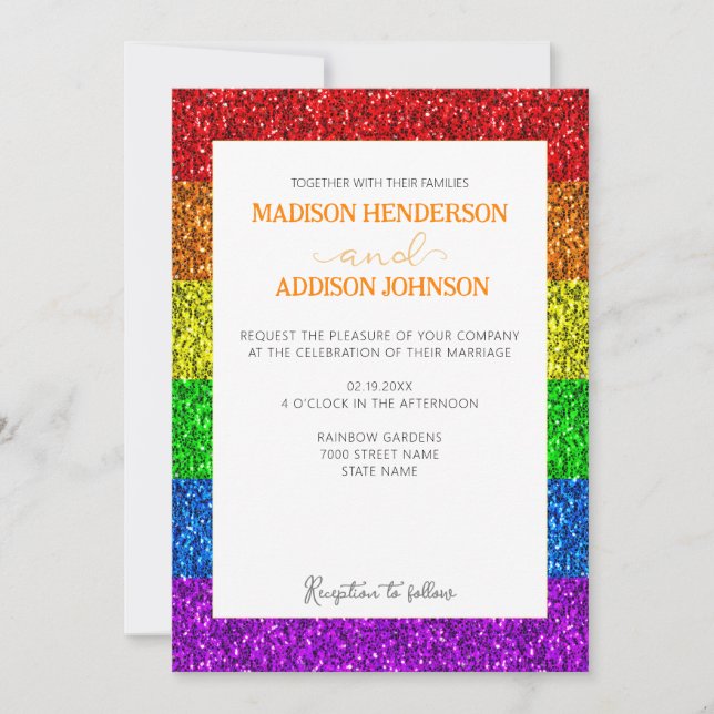 Invitation Drapeau LGBT arc-en-ciel scintille gay lesbienne m (Devant)